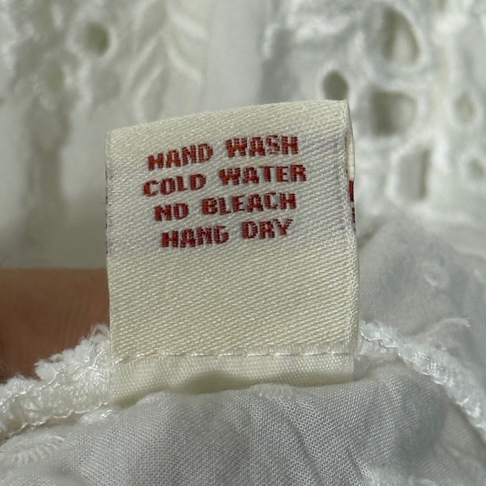 Sundance | White Eyelet Embroidered Dress‎ Bohemian Gauze Bell Sleeve, Medium - Picture 7 of 7